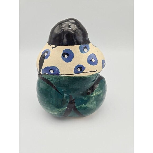 Latin American Folk Art Clay Pottery Woman Figurine Shaker Hand Painted - Picture 4 of 10